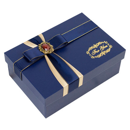 New blue gift box with ribbon 
