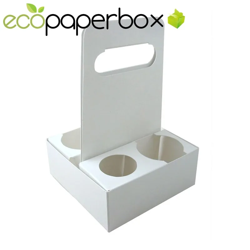 4 Cup Kraft Coffee Carrier with handles Can Drink Holder - 3