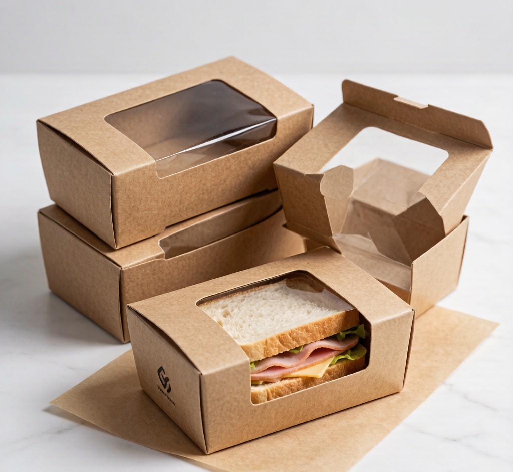 Custom Kraft Paper Takeout Boxes with Window